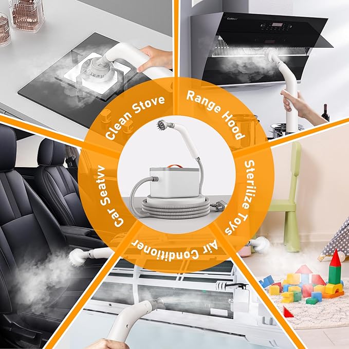 Handheld Steam Cleaner Steamer for Cleaning with 6 Brush Heads Portable Steam Cleaner for HomeCar and More（110V）