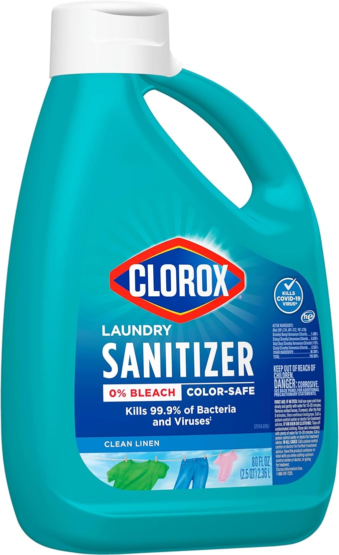 Clorox Laundry Sanitizer 0% Bleach Color Safe Clean Linen 80 Fl oz Pack of 2 (Pack May Vary)