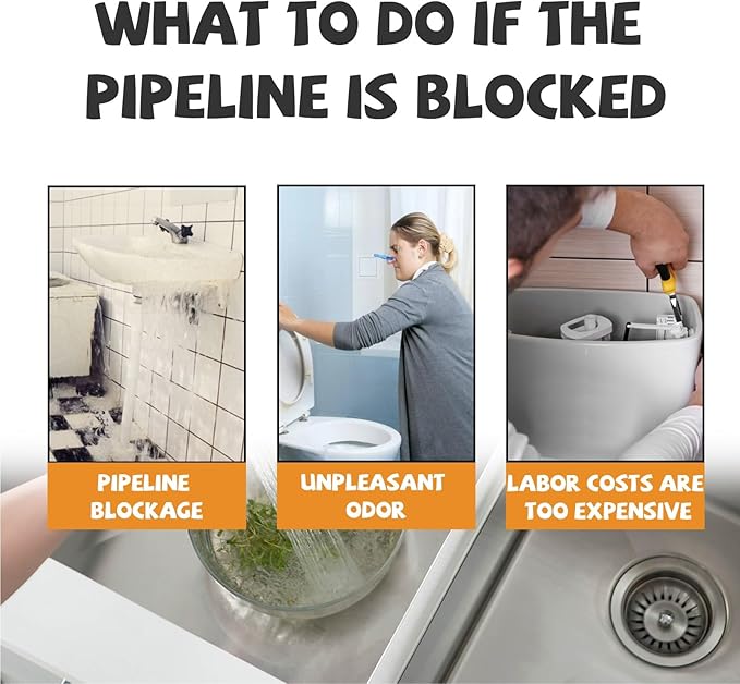 Drain Cleaner for Kitchen Toilet and Sink - Dissolves Grease Unclogs Pipes and Eliminates Odors Instantly(2PCS)