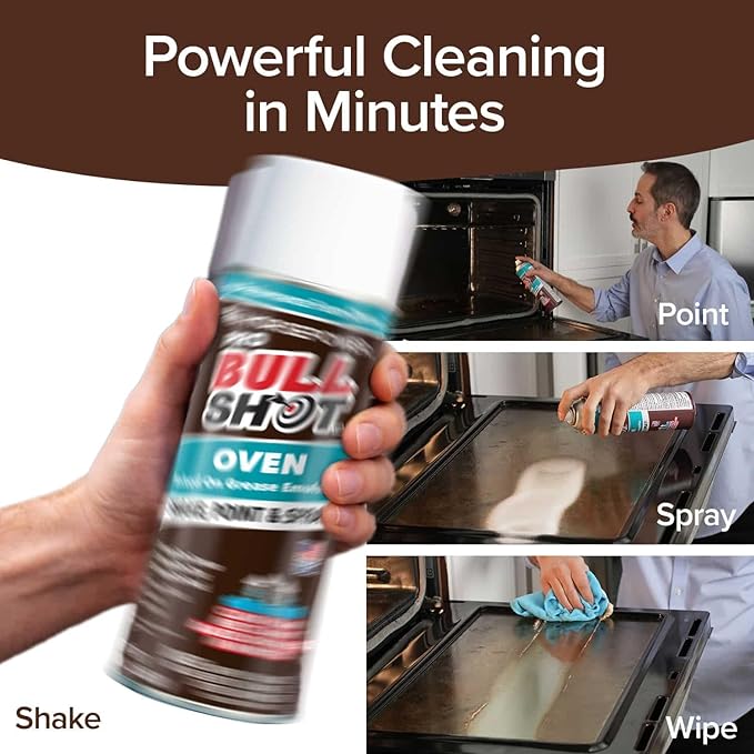 Bull Shot Oven Pro AS SEEN ON TV Cling Foam Melts Away Baked-On Grease Char &amp Food In Minutes Professional Strength Shake Point &amp Spray Made in the USA Ovens Racks Drip Pans &amp Br