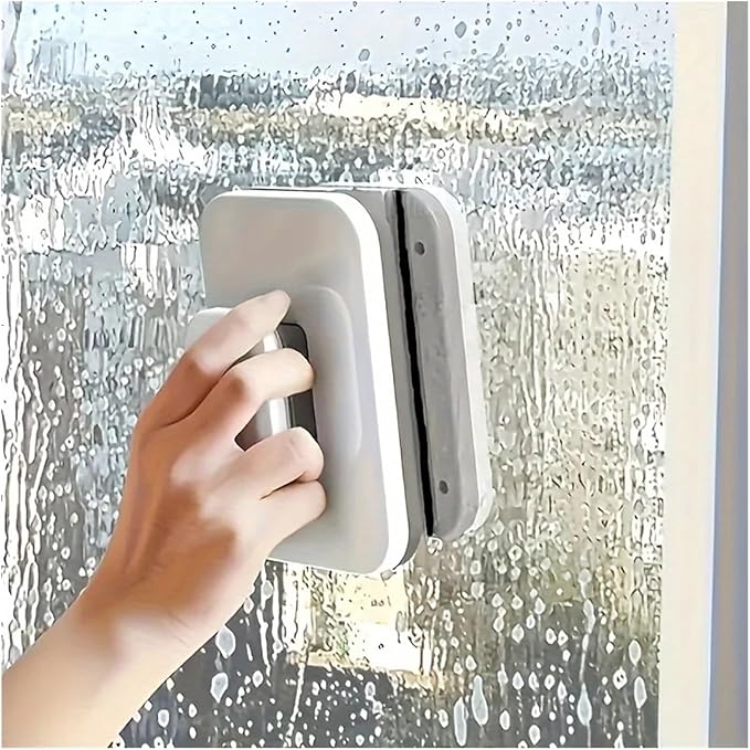 1PC Double-sided Magnetic Window Cleaning Brush Anti-pinch Design With Safety Rope Suitable For 3-10mm Thickness