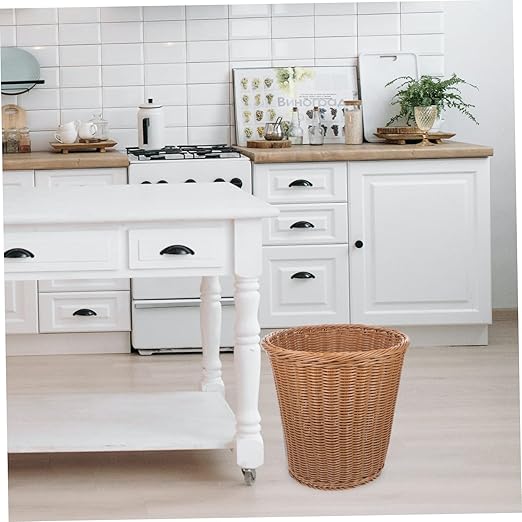 GLEAVI 1pc Wastebasket Garbage Bin Woven Trash Container Rustproof Iron Office Trash Basket Quality Material