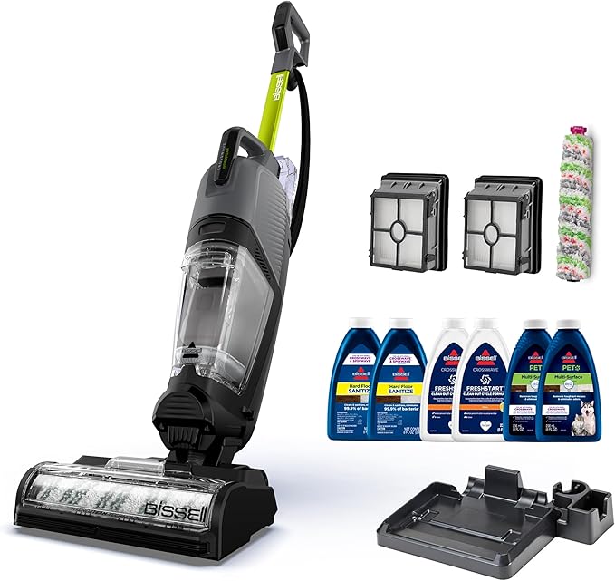 Bissell CrossWave HydroSteam Deluxe Steam Mop 3-in-1 Wet Dry Vacuum Mop with Steam Function Hard Floor Cleaner Machine with Sanitize Formula Green 3515G