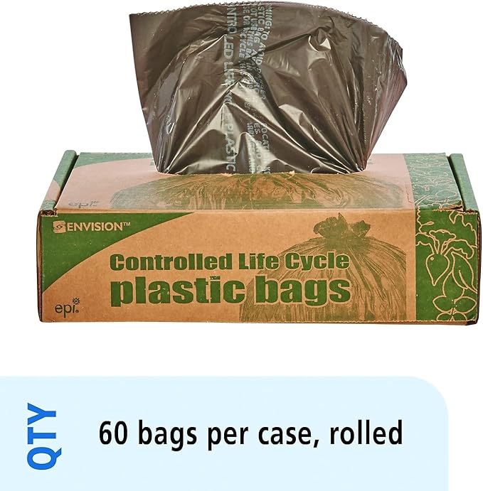 Stout G3036B80 Eco-Degradable Plastic Trash Bag 20-30gal .8mil 30 x 36 Brown 60/Box