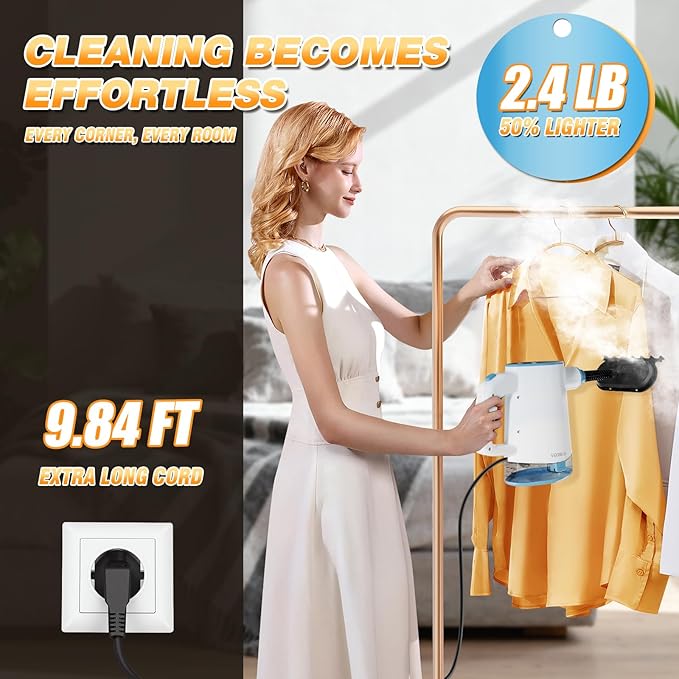 Handheld Steam Cleaner for Home Pressurized 15s Instant Heat Steam Cleaner 500ml Removable Water Tank &amp Self-Clean Portable Multi-Surface Steamer for Cleaning Kitchen Bathroom Car Floor