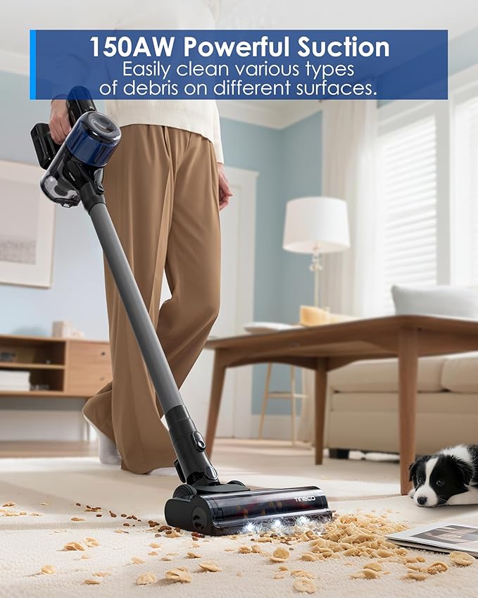 Tineco Pure ONE S30 Cordless Vacuum Cleaner 150AW Powerful Suction Zero Tangle Brush Up to 65min Runtime Stick Vacuum Cleaner for Pet Hair Carpet &amp Hard Floor