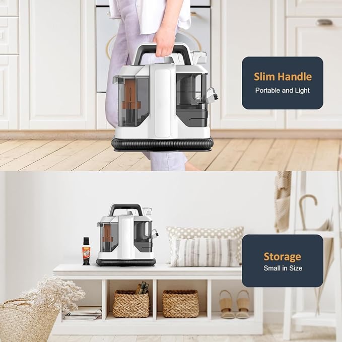 Portable Carpet Cleaner Machine 450W Wet and Dry Vacuum Sofa Upholstery Cleaner Machine with Large Capacity 1880ml Water Tank