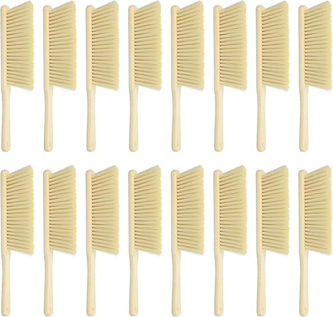 uxcell 16pcs Wooden Dust Brush 14 Inch Hand Broom Cleaning Brush Soft Bristle with Wood Handle for Bench Car Sofa Bed Fireplace Yellow