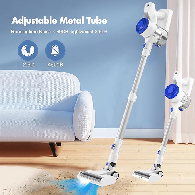 CareVac+ Cordless Stick Vacuum Cleaner Lightweight Upright for Carpet Hard Floor Pet Hair
