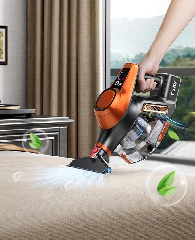 Fieety Cordless Vacuum Cleaner 550W 45KPA 60Mins Powerful Vacuum Cleaners for Home 1.6L Dust Cup LED Display Anti-Tangle Self-Standing Stick Vacuum for Carpet/Hardwood Floor/Pet Hair/Car