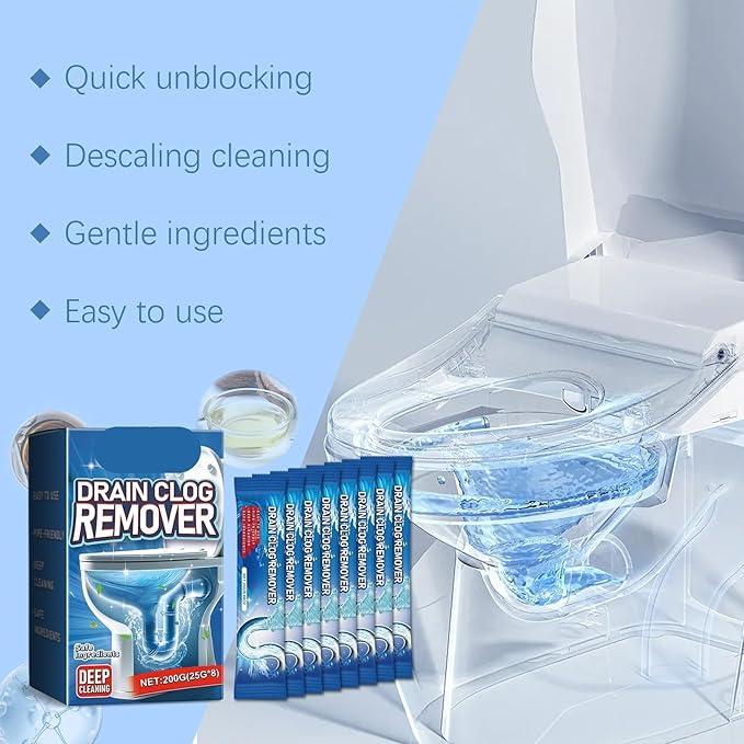 Toilet Drain Unblocker &amp Cleaner with Deodorizing and Fragrance - Removes Stubborn Dirt Limescale &amp Mineral Deposits Safe for All Toilet Surfaces(2PCS)