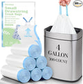 300 Count Small Trash Bags for 4-Gallon (15 L) Trash Cans Thick Pre-separated Garbage Bags Mini Wastebasket can Liners for Bathroom Bedroom Office(White)