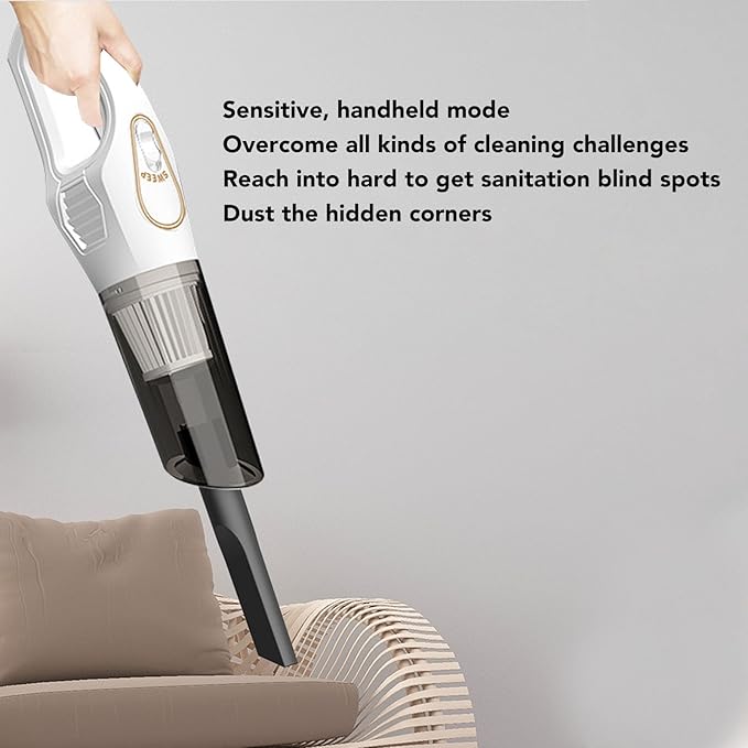 Cordless Vacuum Cleaner Strong Suction Powerful Removable Handheld Stick Vacuum with 2000mAh Battery for Hair Cat Litter Hard Floors