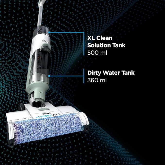 Shark AW302 HydroVac Cordless Pro XL 3-in-1 Vacuum Mop &amp Self-Cleaning System with 2 Brushrolls &amp 2 Solutions for Multi-Surface Cleaning for Hardwood Tile Area Rug &amp More Tea Green