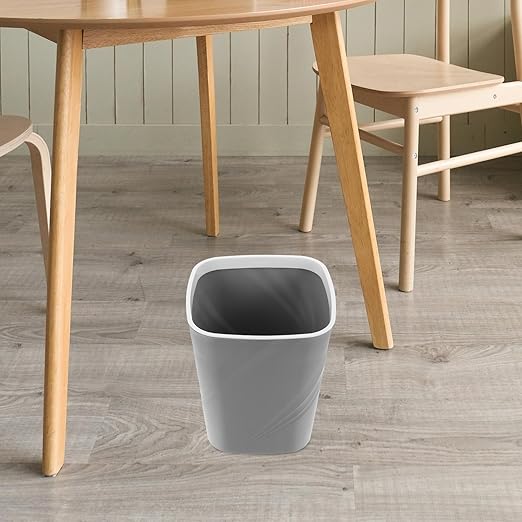 Unomor Small Trash Can Grey Plastic Wastebasket Without Lid Large Capacity Office Bathroom Bedroom Mini Garbage Bin for Home Kitchen Storage