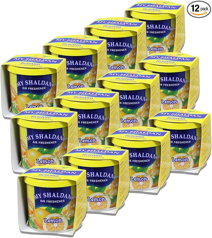 Pack of 12 My Shaldan Japanese Car Cup-Holder Natural Air Freshener Cans (Lemon Scented)