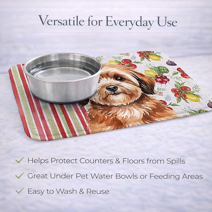 Caroline's Treasures Sable Havanese Vegetables Dish Drying Mat Absorbent Dish Drying Mat Pad for Kitchen Counter Dish Drainer Mat for Countertop 14 x 21 Multicolor