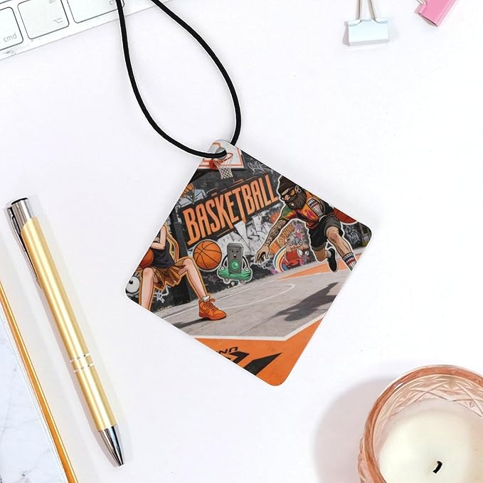 5PCS Car Air Freshener Hanging Personalized Double Sided Streetball Duel Car Fresheners Long Lasting New Cars Scents Cute Automotive Freshies for Closets Drawers (tea)