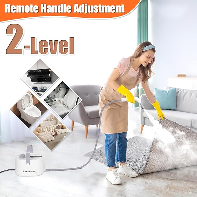 10-in-1 Multipurpose Steam Cleaner Handheld Steamer for Cleaning Home &amp Auto Car High Pressure Steam Cleaner for Grill Floor Window Upholstery Kitchen Bathroom - 1200W Portable Fast-Heating B