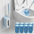 Disposable Toilet Brush and Holder Set with 64 Replacement Heads Economical Home Toilet Cleaner Wand for Easy Refill Replacement Compact Hygienic Toilet Bowl Brush for Family Bathroom