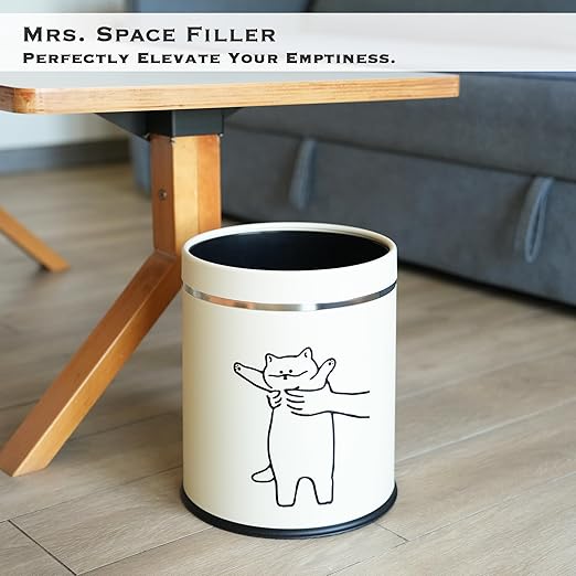 Juju Cat Trash Can - Cat Decor Garbage Can - Small Waste Basket for Bedroom - Garbage Bin Trashcan - Wastebasket Dustbin Trash Cans - 3.3 Gallon / 12.5 Liter (Hey)