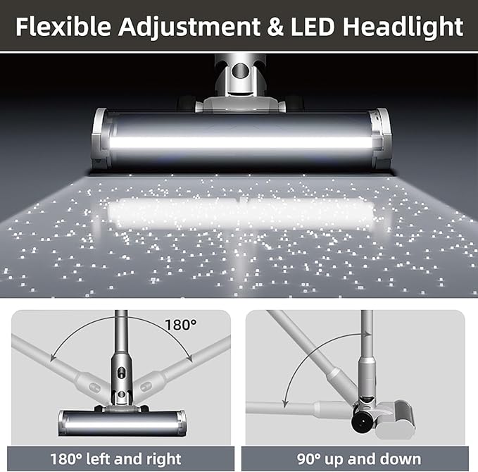 Cordless Vacuum Cleaner Handheld Vacuum Cleaner Up to 50 Minutes Powerful Suction Rechargeable Lightweight Vacuum with LED Light for Home Hard Floors Pet Hair Carpet Car