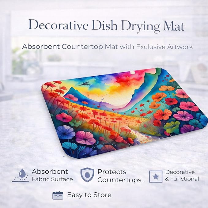 Caroline's Treasures DAC1435DDM Geraniums in Color Dish Drying Mat Absorbent Dish Drying Mat Pad for Kitchen Counter Dish Drainer Mat for Countertop 14 x 21 Multicolor