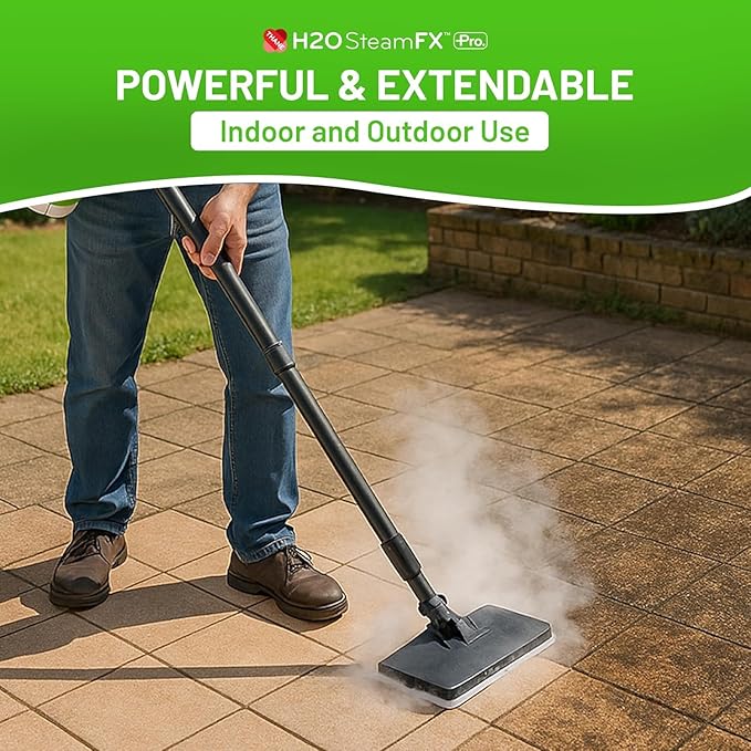 H2O Steam FX Pro Handheld Steam Cleaner | 5-in-1 Spot Cleaner &amp Floor Mop | Includes Extension Bars Window &amp Garment Tools | Grout Glass &amp Sealed Floors