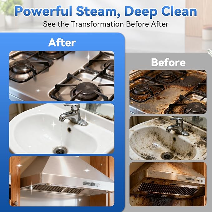 Steam Cleaner2500W High-Pressure Steamer for Cleaning 15s Fast Heat-Up&amp1.4L Large Tank3-Level Adjustable Handle with 14 AccessoriesPortable Steam Cleaner for HomeCarFurnitureBathroom