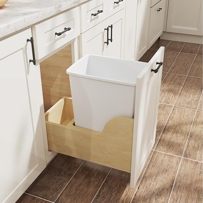 35QT Kitchen Trash Can Sturdy and Lightweight Slim Trash Can Trash Cans for Kitchen Workspace Bathroom Office Easy to Clean 4-Pack White