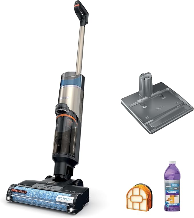 SHARK WD261 HydroVac MessMaster Heavy Duty 3-in-1 Cordless Self-Cleaning Multi-Surface Cleaner LED Headlights Lightweight Powerful Suction for Hard Floors &amp Area Rugs Stone (Renewed)