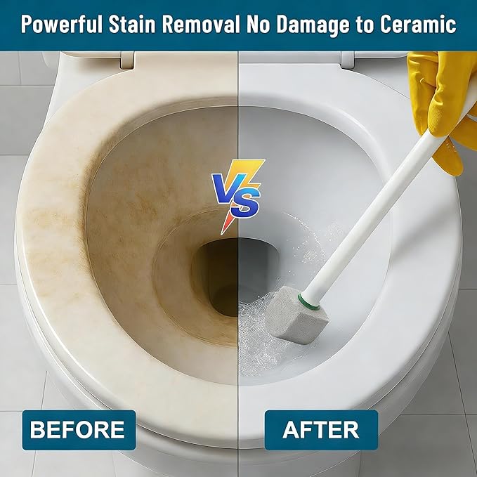 2-in-1 Toilet Cleaning Kit: Disposable Toilet Brush with 24 Refills &amp Pumice Stone Scrubber with 4 Stones Wall Mounted Holder No-Touch Cleaning for Toilets Sink