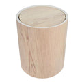 Garneck Large Wood Grain Plastic Trash Can with Flip Top Lid Space-Saving Round Farmhouse Wastebasket for Bedroom Dining Room Kitchen Noiseless Bin for Office Hotel Households