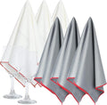 VitalCozy 6 Pcs Wine Glass Polishing Cloths Large Microfiber Cleaning Cloths 25 x 20 Inch Lintless Towels for Drying Wine Glasses Cleaning Window Stemware Dishes Glassware (Gray White)