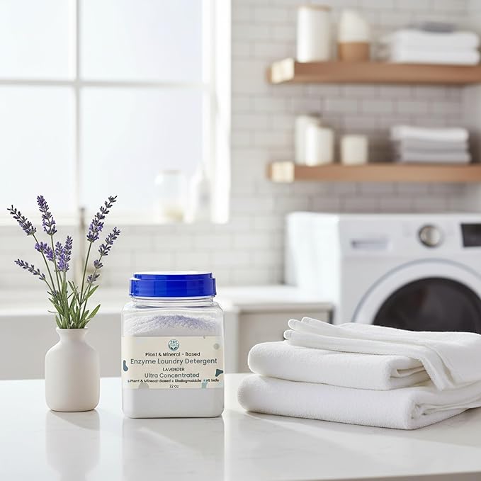 Ultra-Concentrated Enzyme Laundry Detergent - Lavender | Plant &amp Mineral-Based Stain Remover Odor Eliminator | Safe for Sensitive Skin Biodegradable HE Compatible | 32 oz
