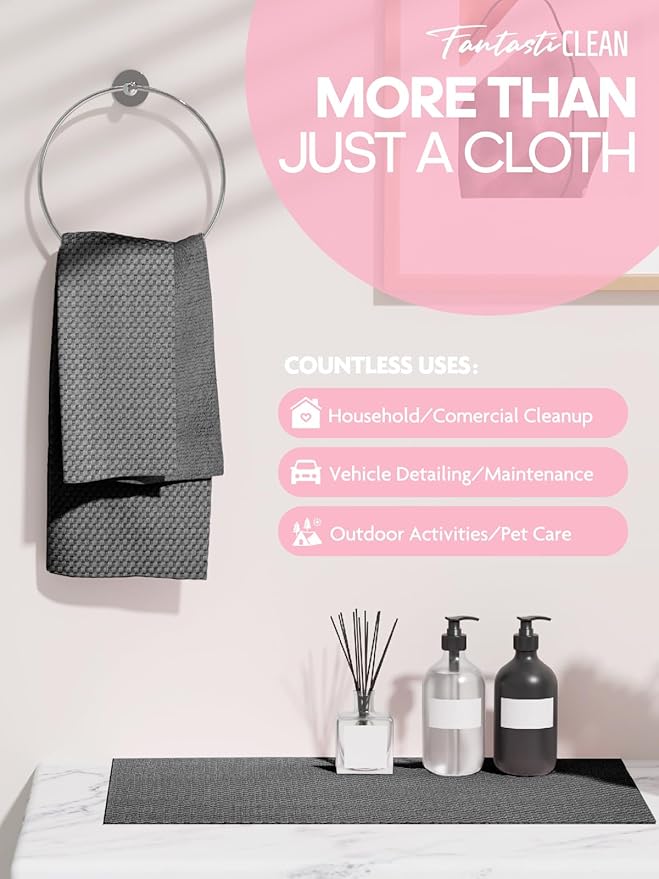Fantasticlean Large Tear-Away Microfiber Cleaning Cloth Roll - 18'' by 12'' 36 Sheets Thick Dish Cloths Super Absorbent Reusable Kitchen Towels (DimGrey)