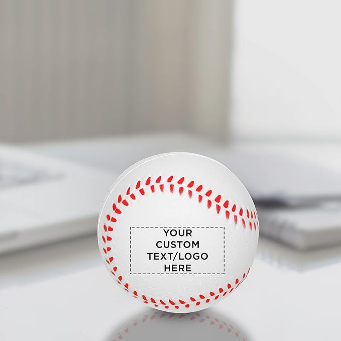DISCOUNT PROMOS Custom Baseball Shaped Squeeze Balls Set of 10 Personalized Bulk Pack - Perfect for Promotional Giveaways - White