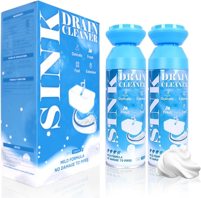 Foaming Drain Cleaner - Sink Cleaner and Deodorizer for Kitchen Sinks Shower Drains and Tubs Monthly Maintenance to Avoid Clogs. (2pcs sea blue)