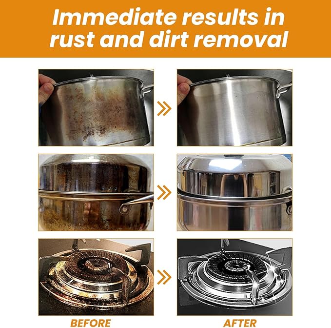 Stainless Steel Cleaning Paste - Heavy Duty Cleaner For Kitchenware Stove Wall Removes Stubborn Stains Black Scorch Marks &amp Rust(2PCS)
