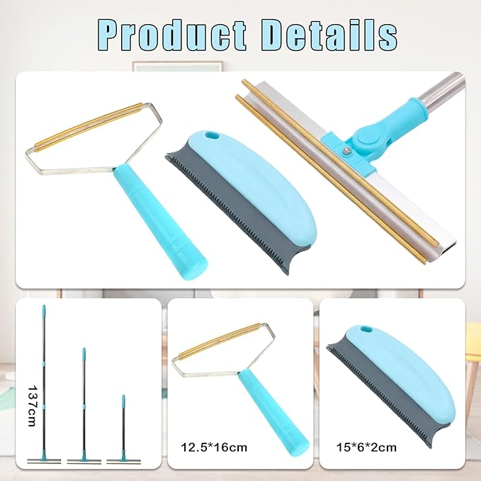 Pet Hair Remover Tool3 in 1 Carpet Rake for Pet Hair RemovalTool Set of 3 Carpet Scraper Pile Brush Easy for Clean Dog and Cat Hairfor Carpets Cars Sofas Beds Furniture and Dog Kennels