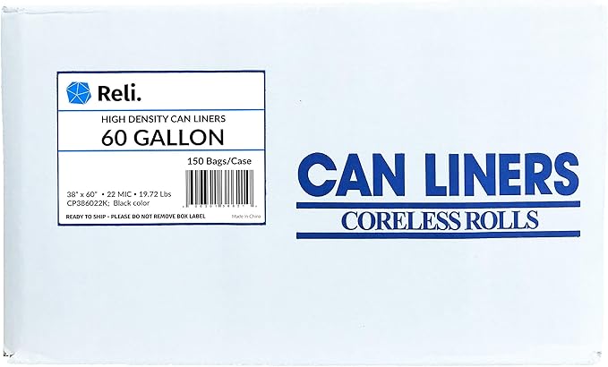 Reli. Trash Bags 55-60 Gal (150 Bags) &amp 13 Gal Trash Bags (1000 Bags)
