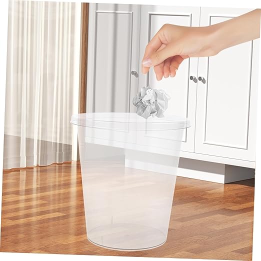 GLEAVI Clear Trash Can Versatile Wastebasket for Bedroom Living Room Bathroom Easy to Clean Rubbish Storage and Reusable