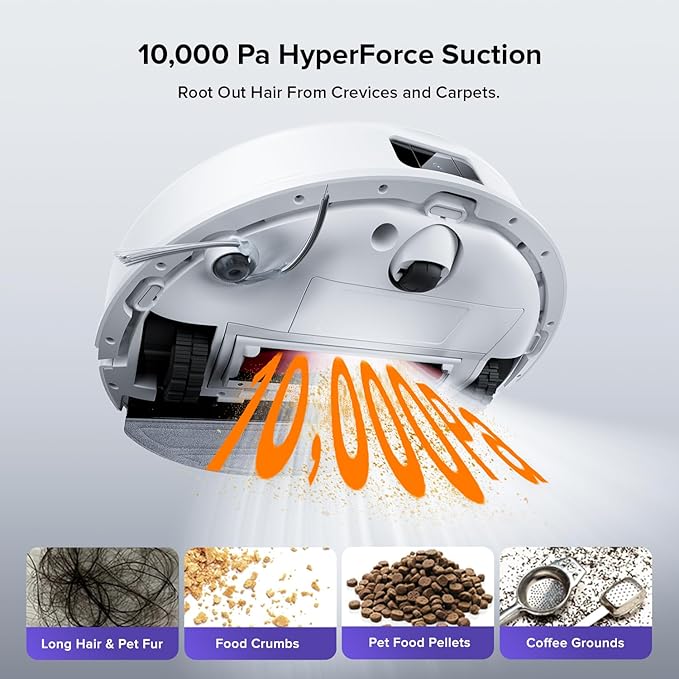 roborock Q10 S5+ Robot Vacuum and Mop 10000Pa Suction Upgraded from Q8 max+ 70 Days Self-Emptying Obstacle Avoidance Sonic Mopping Dual Anti-Tangle Design Auto Mop Lifting Ideal for Pet Hair
