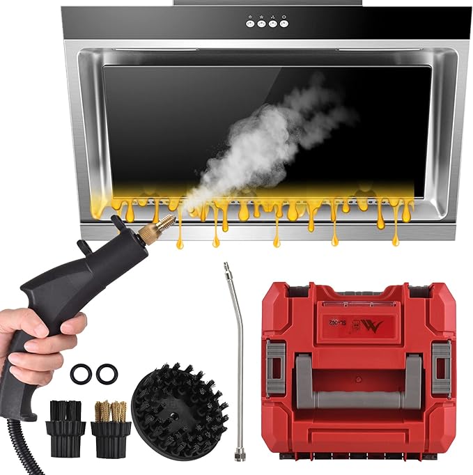 Handheld Steam Cleaner - High Temperature Pressurized Steamer with 3 brushes for Kitchen Bathroom Car - Tankless (3200W)
