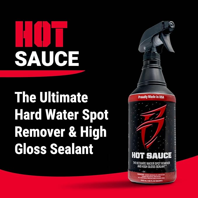 Boat Bling Hot Sauce Premium Hard Water Spot Remover w/High-Gloss Wax Sealants 32 oz. black