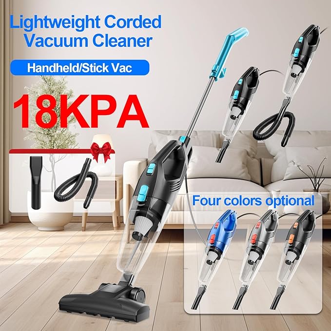 KIKETECH Cord Vacuum Cleaner Powerful Stick Vacuum with 45Mins Runtime 8 in 1 Vacuum Cleaners1.7 L Dust Cup Rechargeable Vacuum Pet for Hair Carpet HardfloorGrey (Sky Blue)
