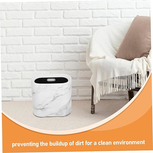 PRETYZOOM Marble Gap Trash Can Home Kitchen Bedroom Bathroom Wastebasket Elegant Design Space-Saving Suitable for Small Spaces