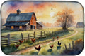Caroline's Treasures Chicken Farmyard Sunrise Dish Drying Mat Absorbent Dish Drying Mat Pad for Kitchen Counter Dish Drainer Mat for Countertop 14 x 21 Multicolor