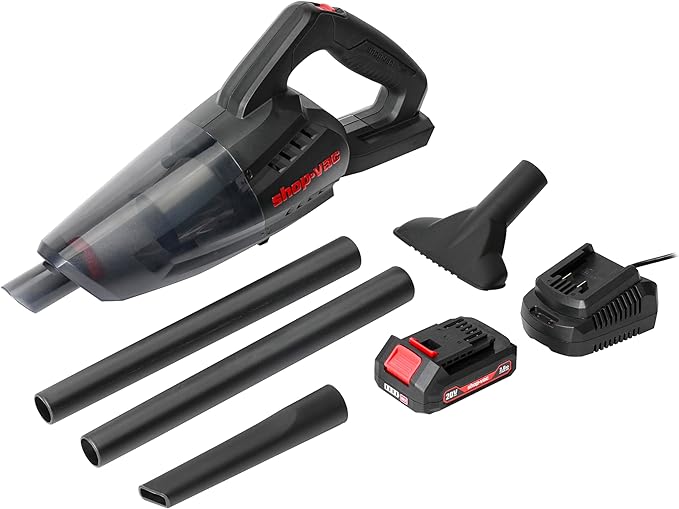 Shop-Vac 5430087 Handheld Vacuum Cordless Rechargeable Lithium 20V Lightweight Design Ideal for Quick Cleanups in Home Garage and Vehicle