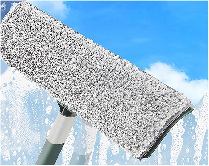 72-226CM Extended Window Cleaning Tool Glass Cleaner Mop with Silicone Scraper Brush Household Tools(144cm Green Set)